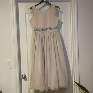 Formal cream colored dress, with sparkle tool all the way down.